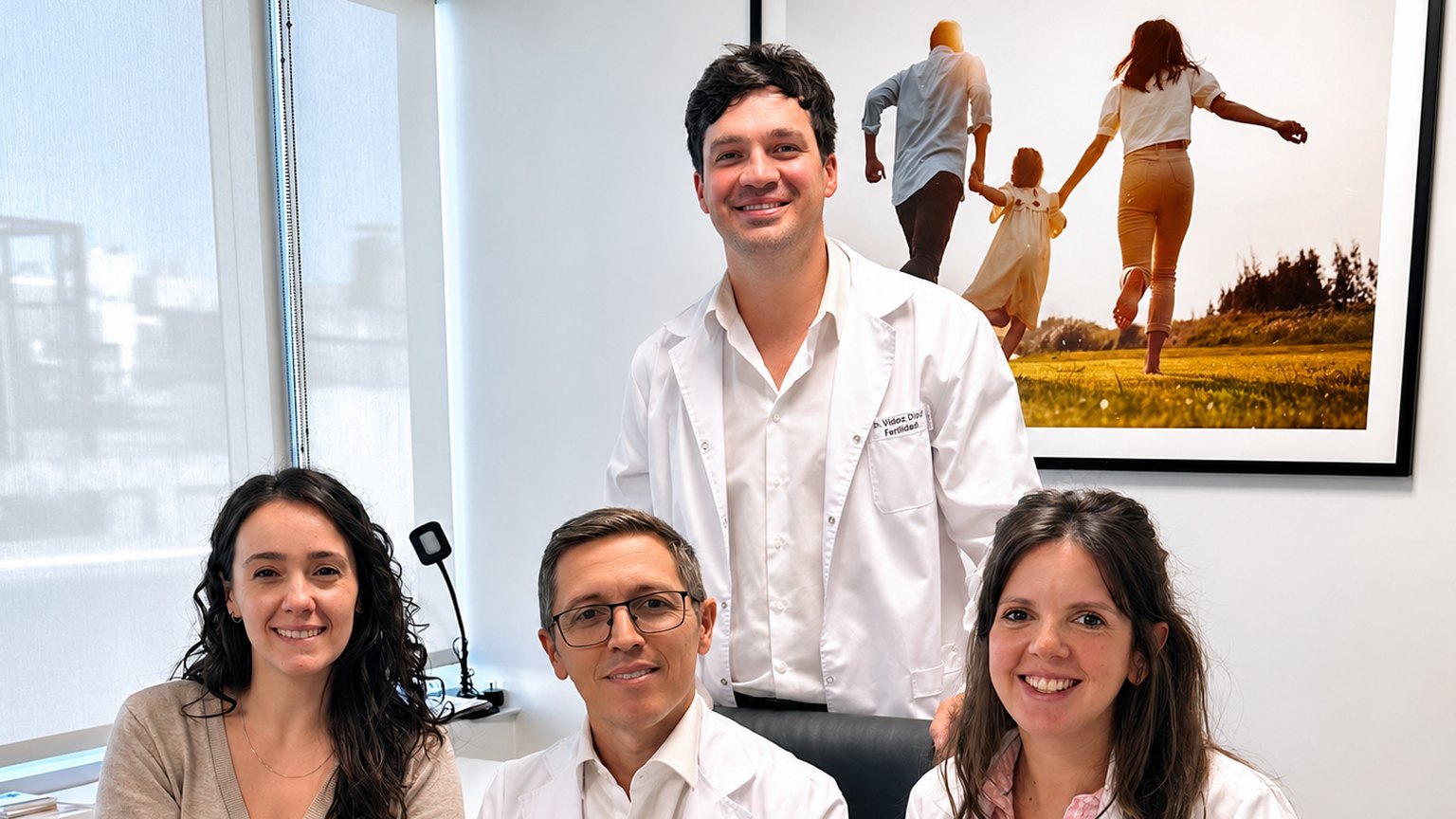 El Dr. Lucas Almoño junto a integrantes del equipo de Embrya Fertility